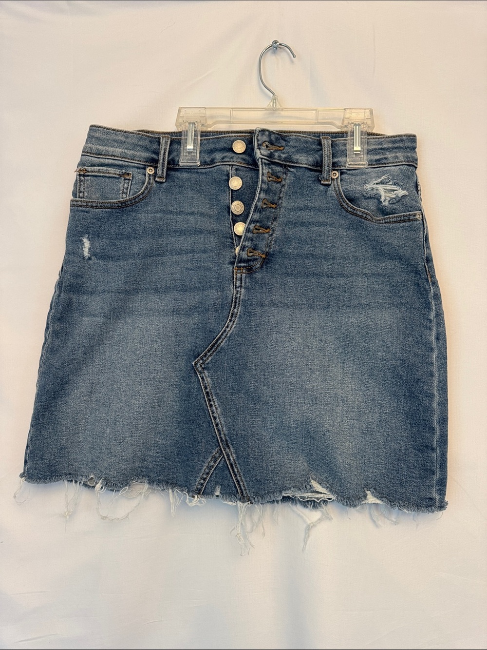 High-Rise 5 Button Front Denim Mini Skirt - Blue Women’s Size 12